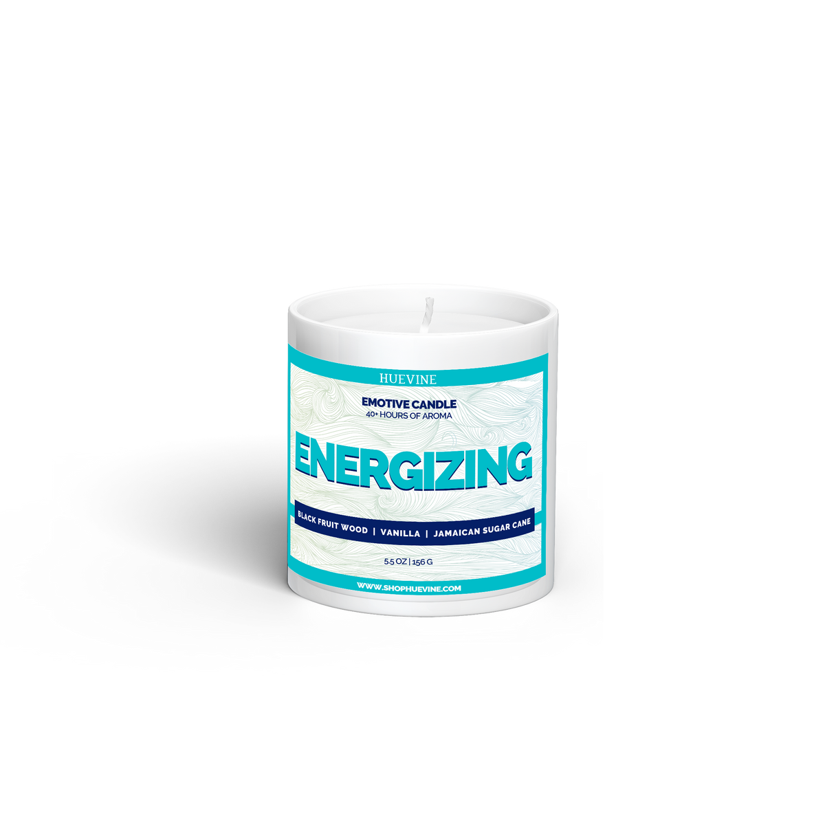 HueVine Energizing EMOTIVE Candle 5.5 oz – Black Fruit Wood, Vanilla and Jamaican Sugar Cane