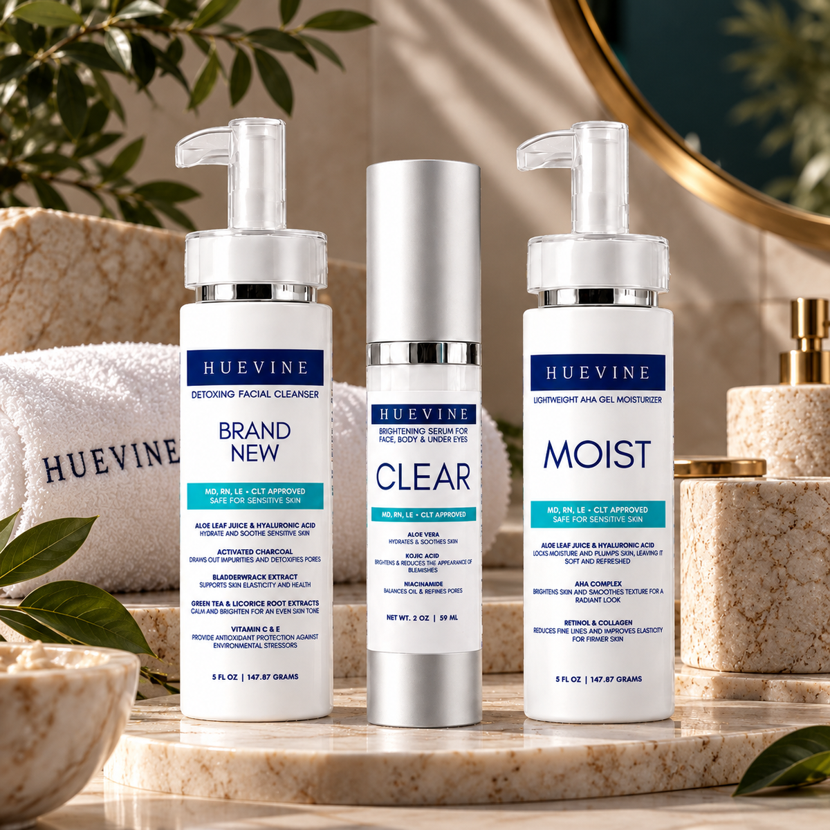 HueVine Clear Skin Essentials acne and dark spot routine lifestyle photograph