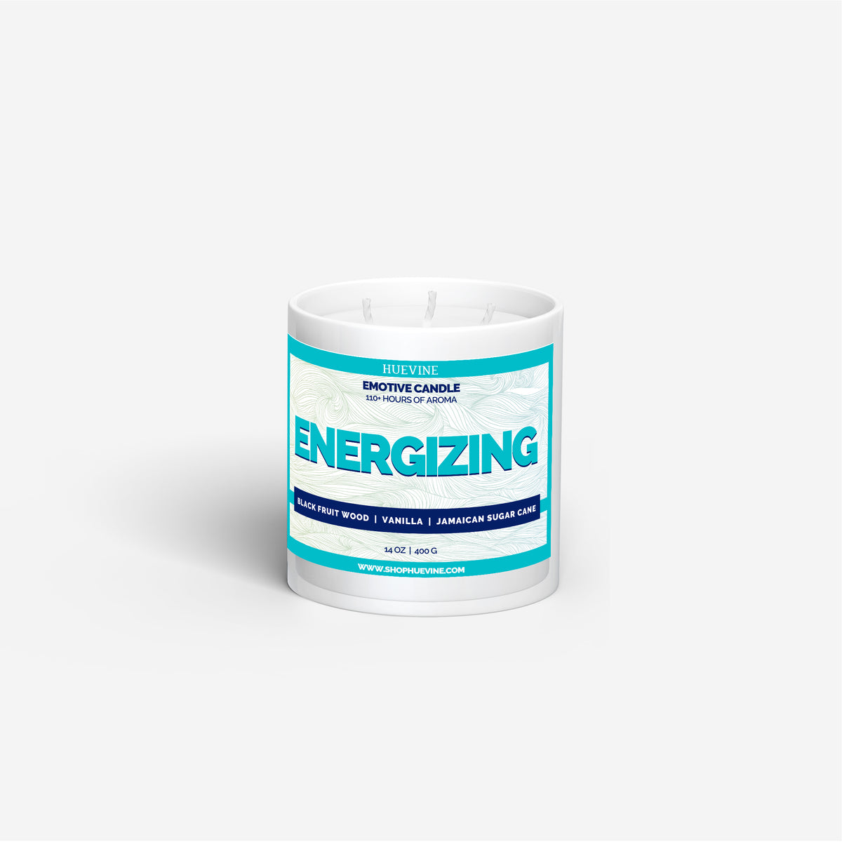 HueVine Energizing EMOTIVE Candle 14 oz – Black Fruit Wood, Vanilla and Jamaican Sugar Cane