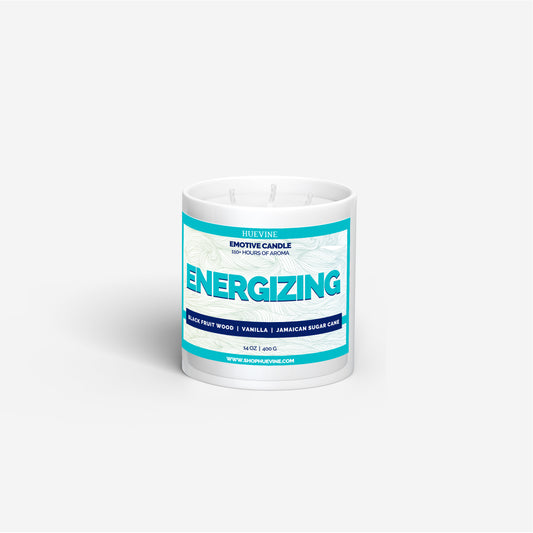 HueVine Energizing EMOTIVE Candle 14 oz – Black Fruit Wood, Vanilla and Jamaican Sugar Cane