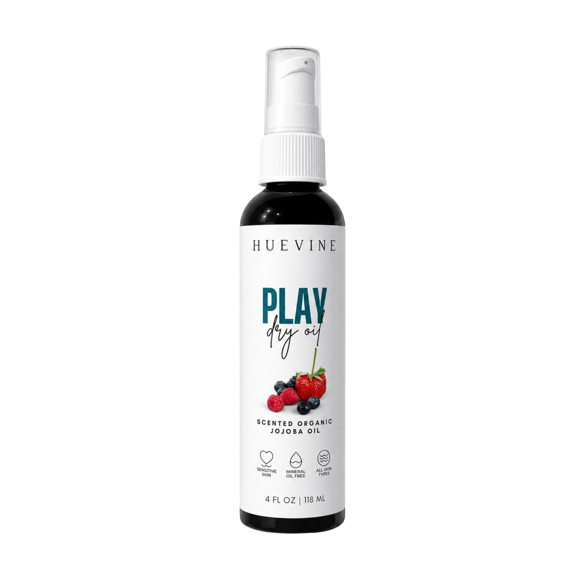 HueVine Play Dry Oil Organic Jojoba Body Oil Product White Background