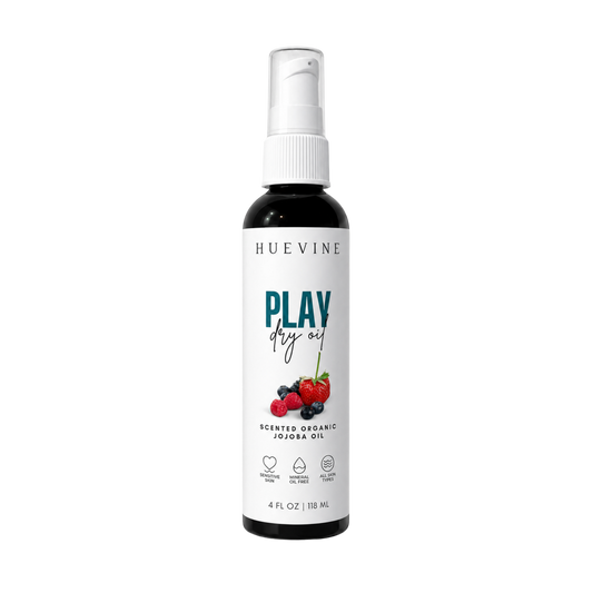 HueVine Play Dry Oil Organic Jojoba Body Oil Product White Background